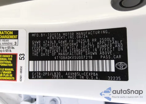 2025 Toyota Camry Xse z USA, uszkodzony, nr VIN 4T1DBADKXSU007218